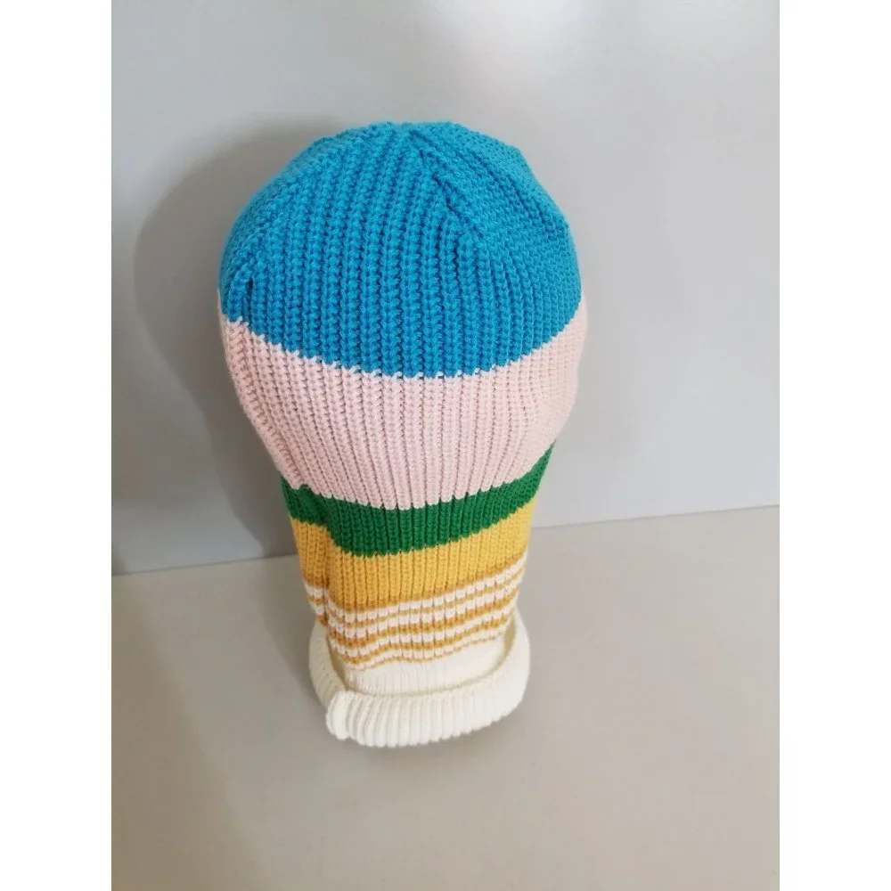Brixton Multicolor Striped Knit Balaclava - Blue, Pink, Green, Yellow, White